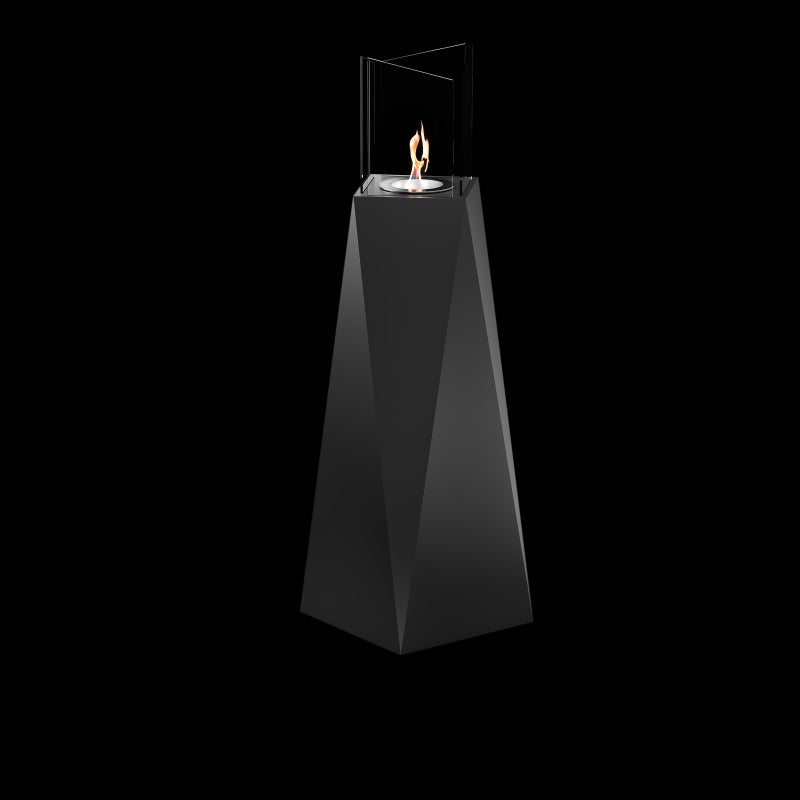 Biocamino da pavimento Nairobi Nero 1,5 kW – altezza 120 cm, struttura acciaio nero, vetri protettivi – Tecno Air System