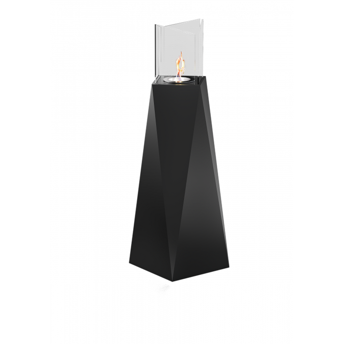 Biocamino da pavimento Nairobi Nero 1,5 kW – altezza 120 cm, struttura acciaio nero, vetri protettivi – Tecno Air System