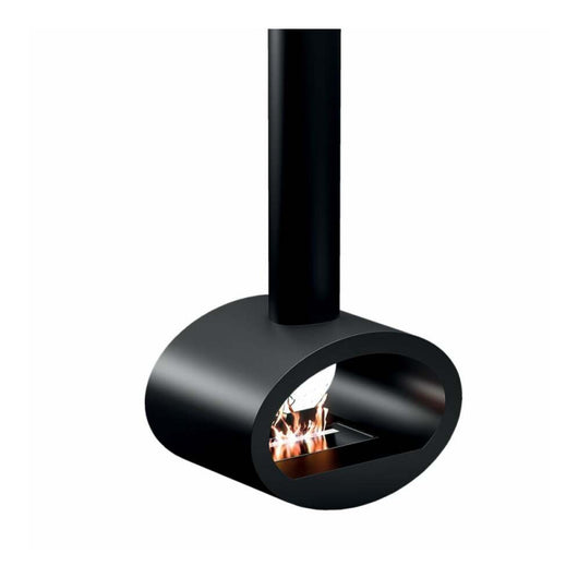 Biocamino da soffitto Cervinia Nero 2 kW – installazione a soffitto, bruciatore 1,5 L, struttura acciaio – Tecno Air System