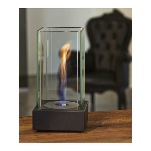 Biocamino da tavolo Aosta acciaio 0,8 kW – 4 vetri di protezione, bruciatore 0,4 L, certificato EN 16647 – Tecno Air System