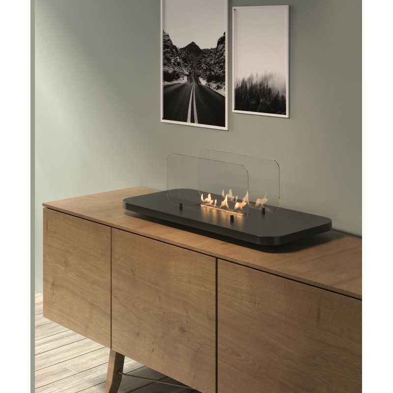 Biocamino da tavolo Rialto Nero 2,0 kW – serbatoio 2,2 L, vetro protettivo, design compatto – Tecno Air System