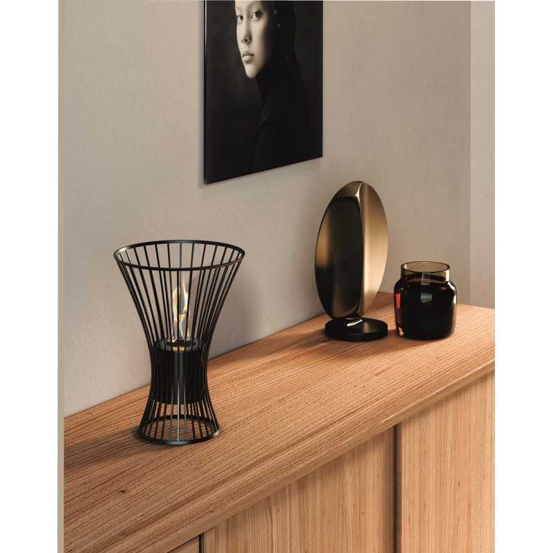 Biocamino da tavolo York Nero 0,5 kW – portatile, compatto, vetro protettivo – Tecno Air System