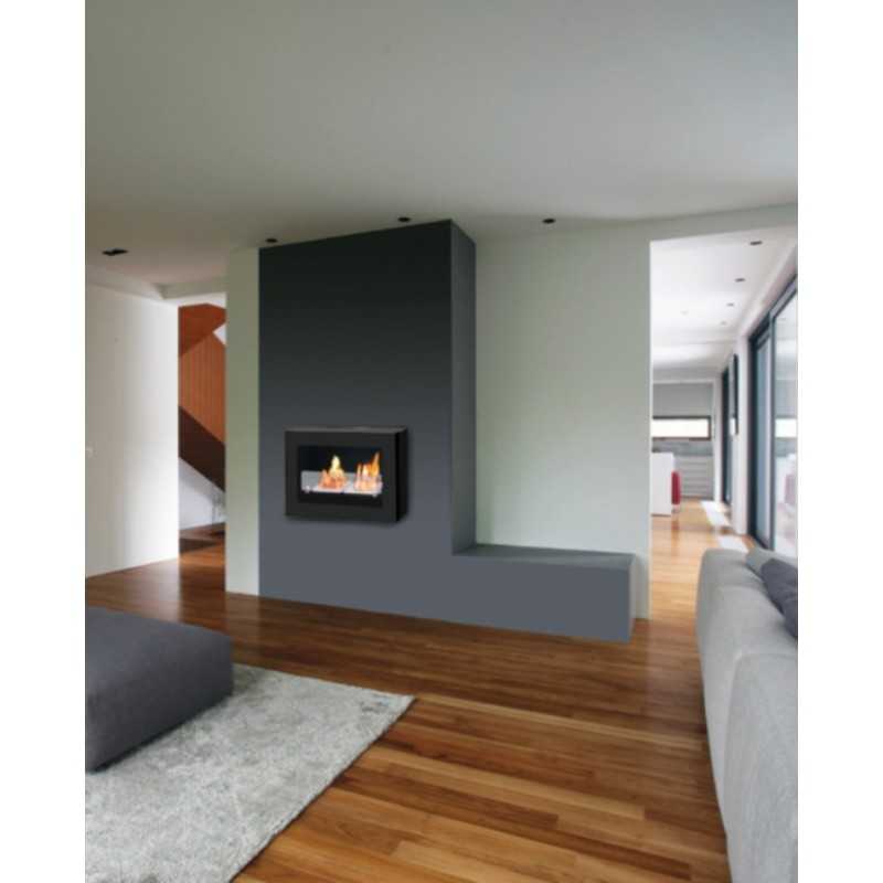 Biocamino parete / incasso Treviso 2,5 kW – bruciatore 1,9 L, vetro temperato, acciaio verniciato – Tecno Air System