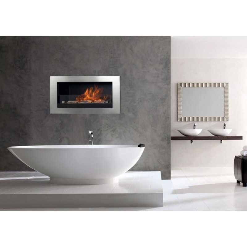 Biocamino parete / incasso Verona bianco 3 kW – vetro temperato, bruciatore 2,9 L regolabile – Tecno Air System