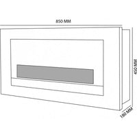 Biocamino parete / incasso Verona bianco 3 kW – vetro temperato, bruciatore 2,9 L regolabile – Tecno Air System