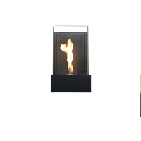 Biocamino parete / tavolo Altea Nero 0,8 kW – 3 vetri protezione, fiamma a spirale, struttura acciaio – Tecno Air System