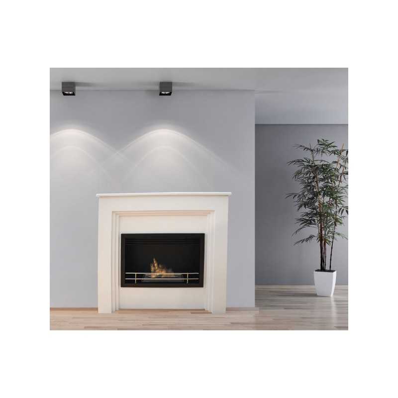 Biocamino pavimento Conegliano Bianco 2,5 kW – struttura legno con focolare acciaio, bruciatore 1,5 L – Tecno Air System