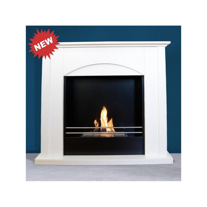 Biocamino pavimento Firenze Bianco 2,5 kW – struttura in legno, bruciatore 1,5 L, fornito assemblato – Tecno Air System