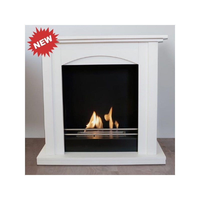 Biocamino pavimento Matera Bianco 2,0 kW – dimensioni compatte 70×70×30 cm, bruciatore 1,0 L – Tecno Air System