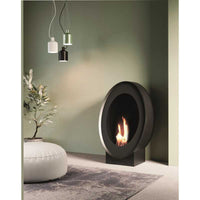 Biocamino pavimento Osaka Nero 3 kW – vetro frontale, bruciatore 2 L, effetto scenico alto – Tecno Air System