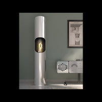 Biocamino pavimento Portofino Acciaio 1,8 kW – struttura inox, altezza 180 cm, design alto – Tecno Air System