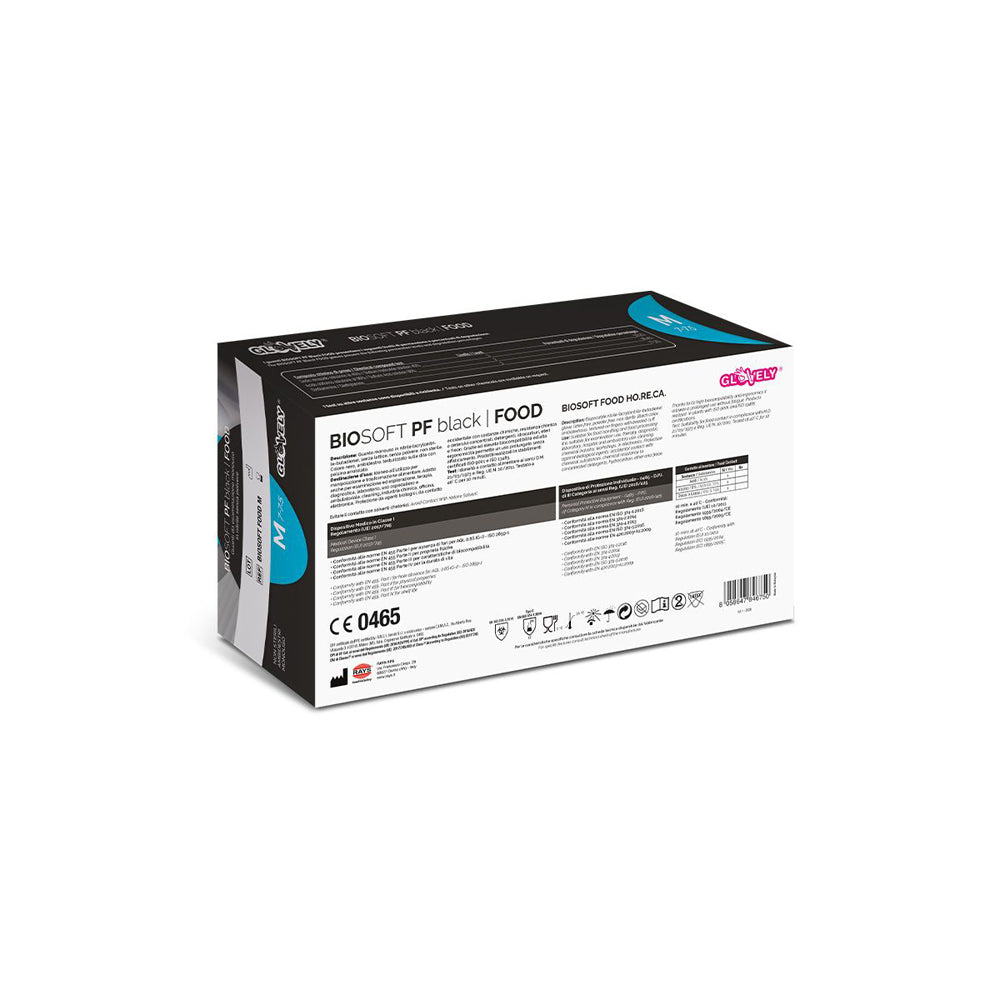 GUANTI MONOUSO IN NITRILE NERO SENZA POLVERE GLOVELY BIOSOFT PF BLACK FOOD 100pz TG.XL RAYS BIOSOFTFOOD_XL