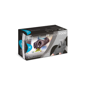 GUANTI MONOUSO IN NITRILE NERO SENZA POLVERE GLOVELY BIOSOFT PF BLACK FOOD 100pz TG.L RAYS BIOSOFTFOOD_L