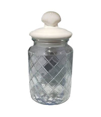 Biscottiera Barattolo In Vetro 1 Lt Con Tappo Coperchio Ceramica Conchiglia         
