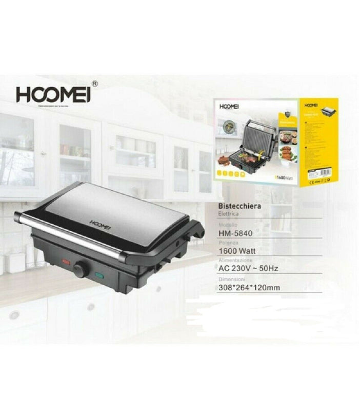 Bistecchiera Elettrica A Contatto Piastra Per Panini Toast Griglia Grill 1600 W         