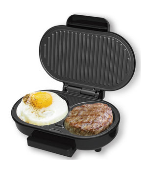 Bistecchiera Elettrica Doppia Piastra Antiaderente 750w Tostiera Omelette Tonda         