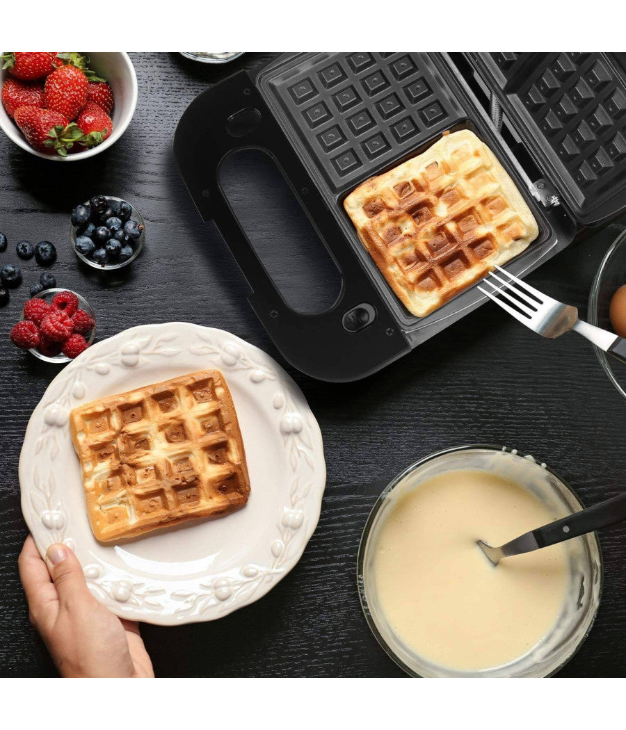 Bistecchiera Elettrica Multi Grill Per Panini Waffle 500 Watt Doppia Piastra         