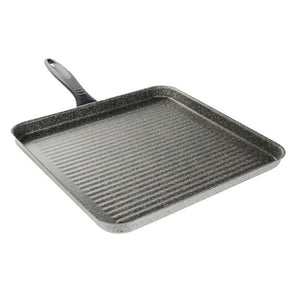 Trade Shop - Bistecchiera Quadrata 31.5 Cm Pietra Antiaderente Antigraffio Con Manico Nero 041064m -