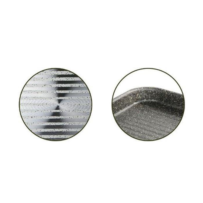 Trade Shop - Bistecchiera Quadrata 31.5 Cm Pietra Antiaderente Antigraffio Con Manico Nero 041064m -