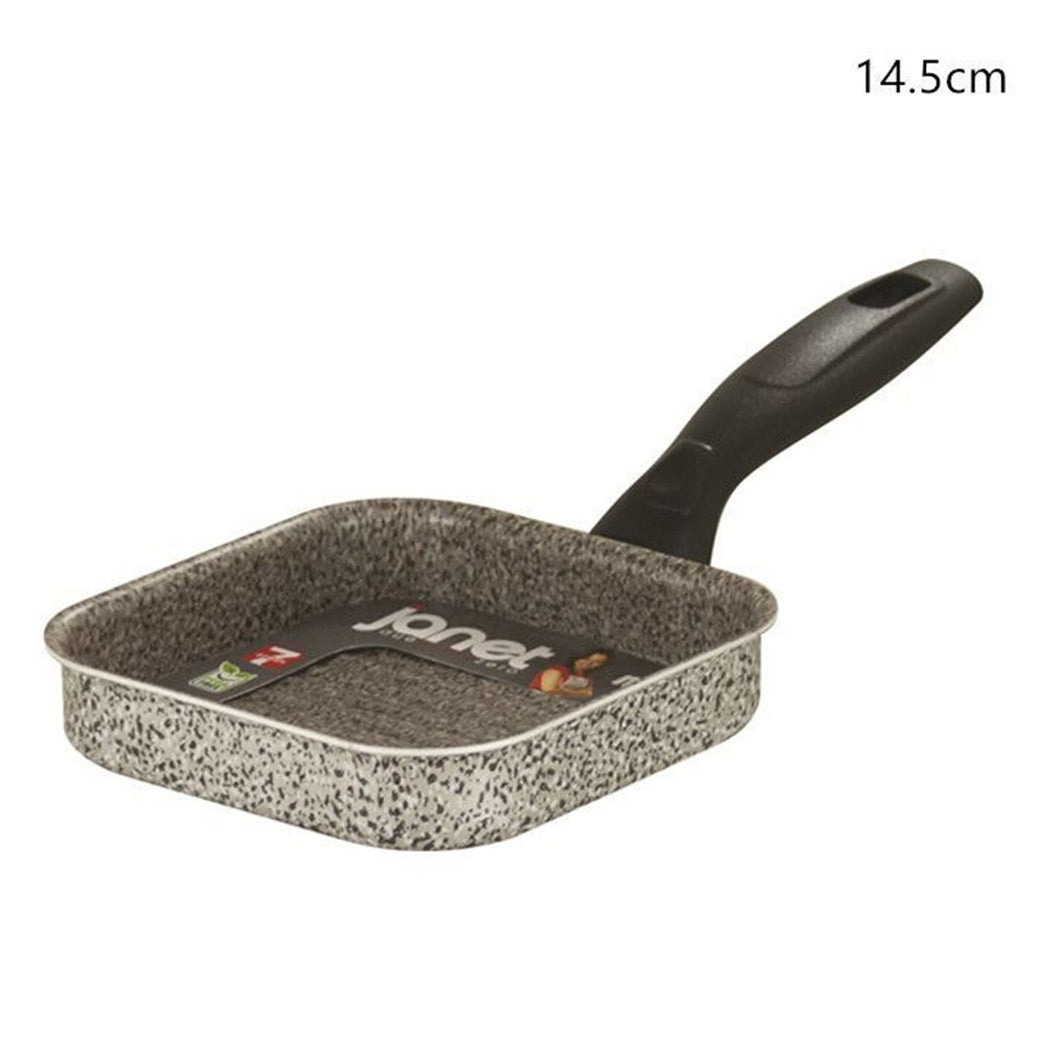 Trade Shop - Bistecchiera Quadrata In Alluminio Antiaderente Antigraffio Da 14,5/23,5 Cm Con Manico -