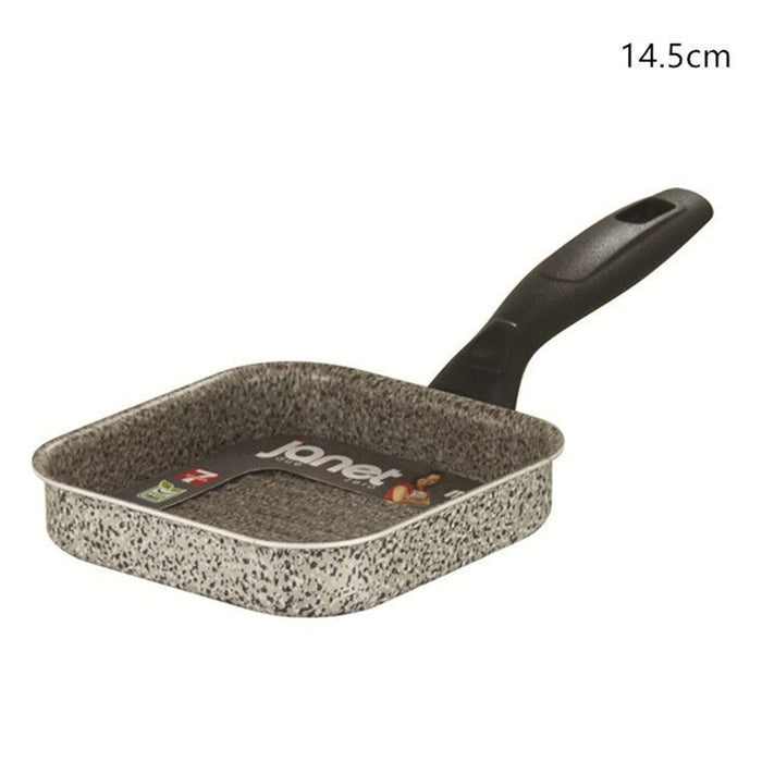 Trade Shop - Bistecchiera Quadrata In Alluminio Antiaderente Antigraffio Da 14,5/23,5 Cm Con Manico -    -14,5 Cm   -