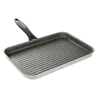 Trade Shop - Bistecchiera Rettangolare 19x29cm Pietra Antiaderente Antigraffio Con Manico Nero 045024m -
