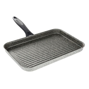 Trade Shop - Bistecchiera Rettangolare 19x29cm Pietra Antiaderente Antigraffio Con Manico Nero 045024m -