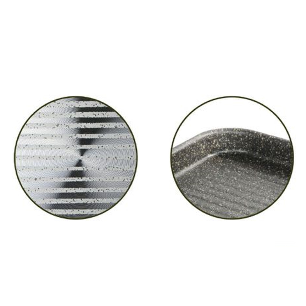 Trade Shop - Bistecchiera Rettangolare 19x29cm Pietra Antiaderente Antigraffio Con Manico Nero 045024m -