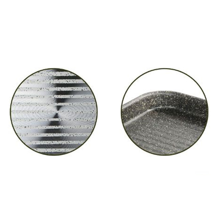 Trade Shop - Bistecchiera Rettangolare 19x29cm Pietra Antiaderente Antigraffio Con Manico Nero 045024m -