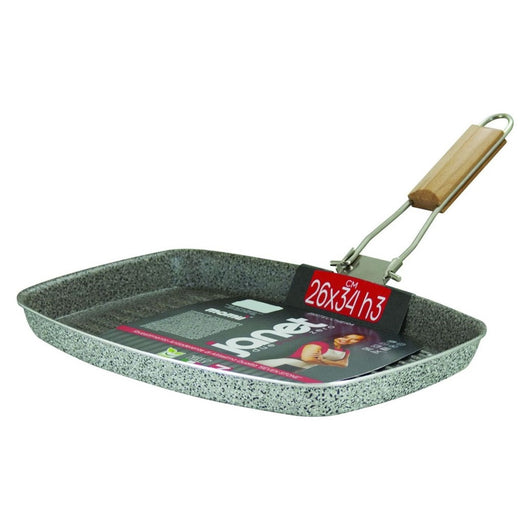 Trade Shop - Bistecchiera Rettangolare 26x34xh3cm Con Rivestimento Antiaderente Antigraffio 025927m -