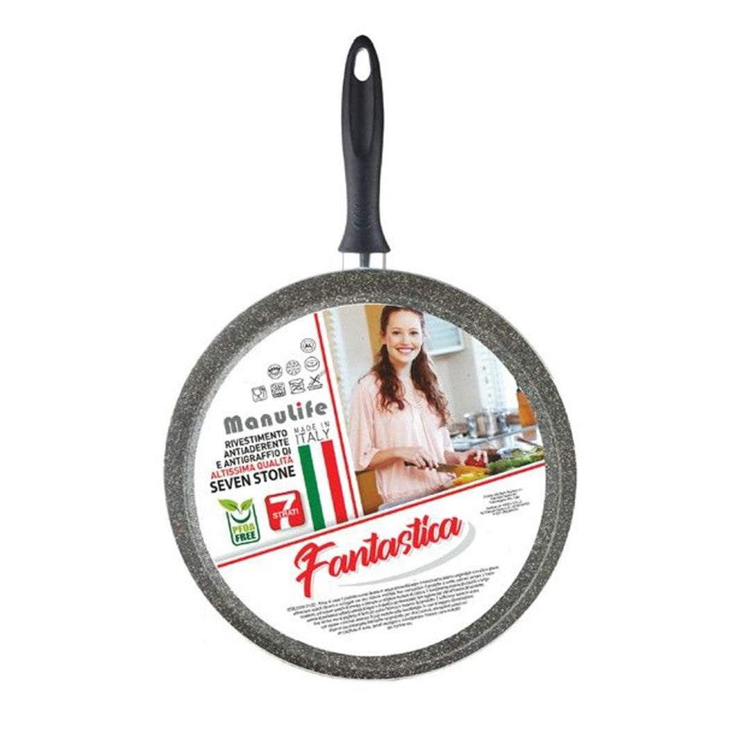 Trade Shop - Bistecchiera Tonda Rigata Padella Cucina Antiaderente Antigraffio 7 Strati 34 Cm 045017m -