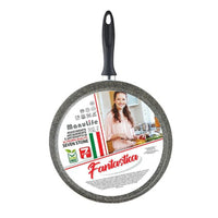 Trade Shop - Bistecchiera Tonda Rigata Padella Cucina Antiaderente Antigraffio 7 Strati 34 Cm 045017m -