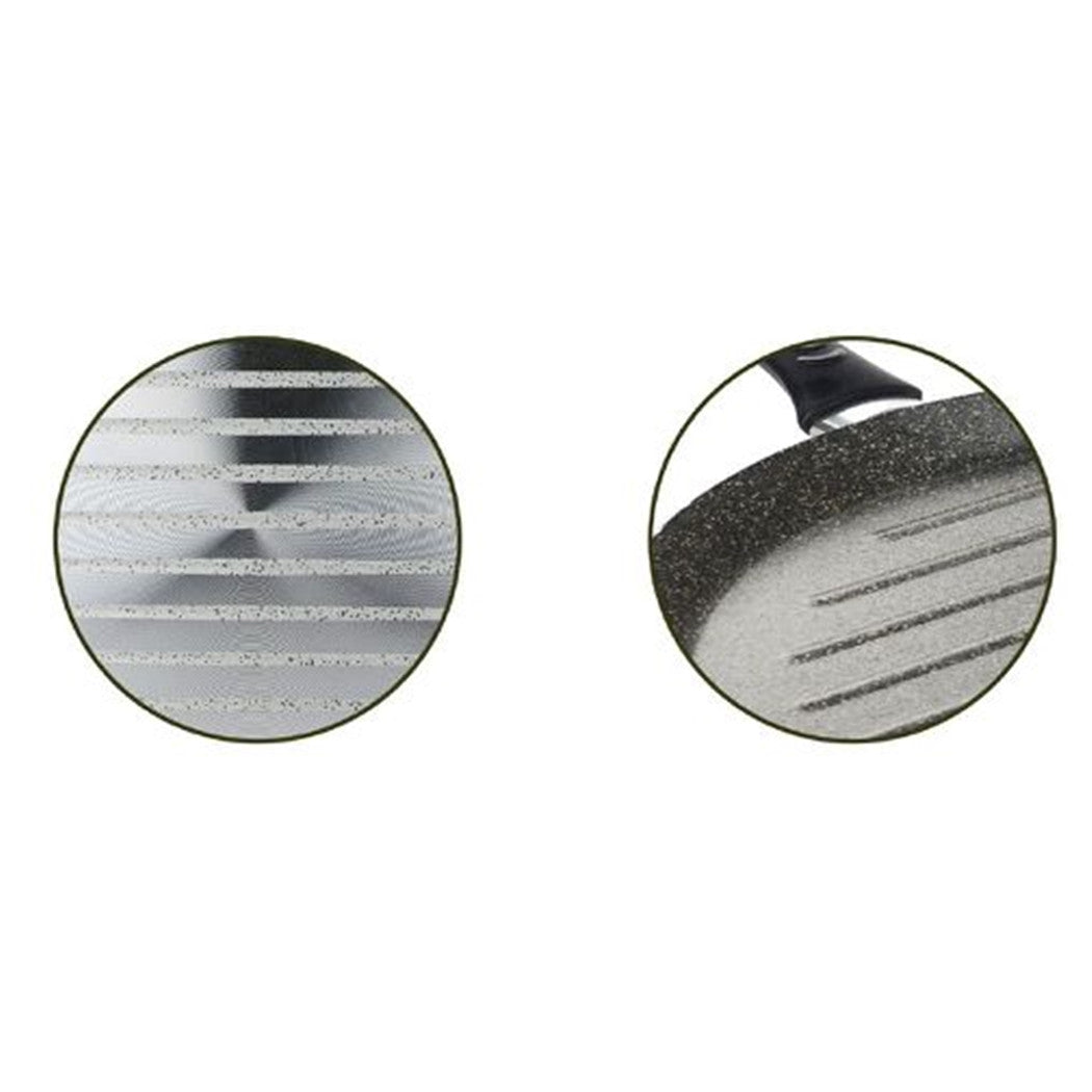 Trade Shop - Bistecchiera Tonda Rigata Padella Cucina Antiaderente Antigraffio 7 Strati 34 Cm 045017m -