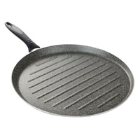 Trade Shop - Bistecchiera Tonda Rigata Padella Cucina Antiaderente Antigraffio 7 Strati 34 Cm 045017m -