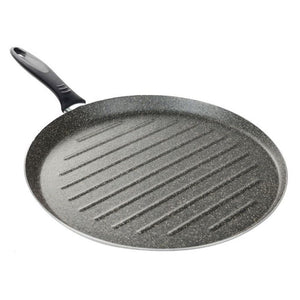 Trade Shop - Bistecchiera Tonda Rigata Padella Cucina Antiaderente Antigraffio 7 Strati 34 Cm 045017m -