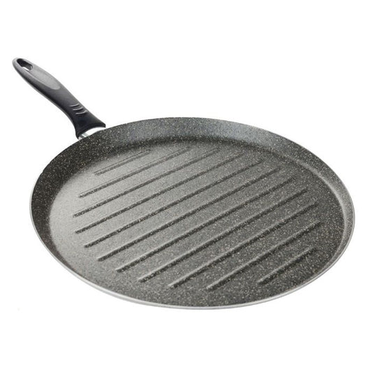 Trade Shop - Bistecchiera Tonda Rigata Padella Cucina Antiaderente Antigraffio 7 Strati 34 Cm 045017m -