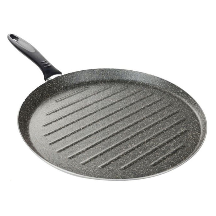 Trade Shop - Bistecchiera Tonda Rigata Padella Cucina Antiaderente Antigraffio 7 Strati 34 Cm 045017m -