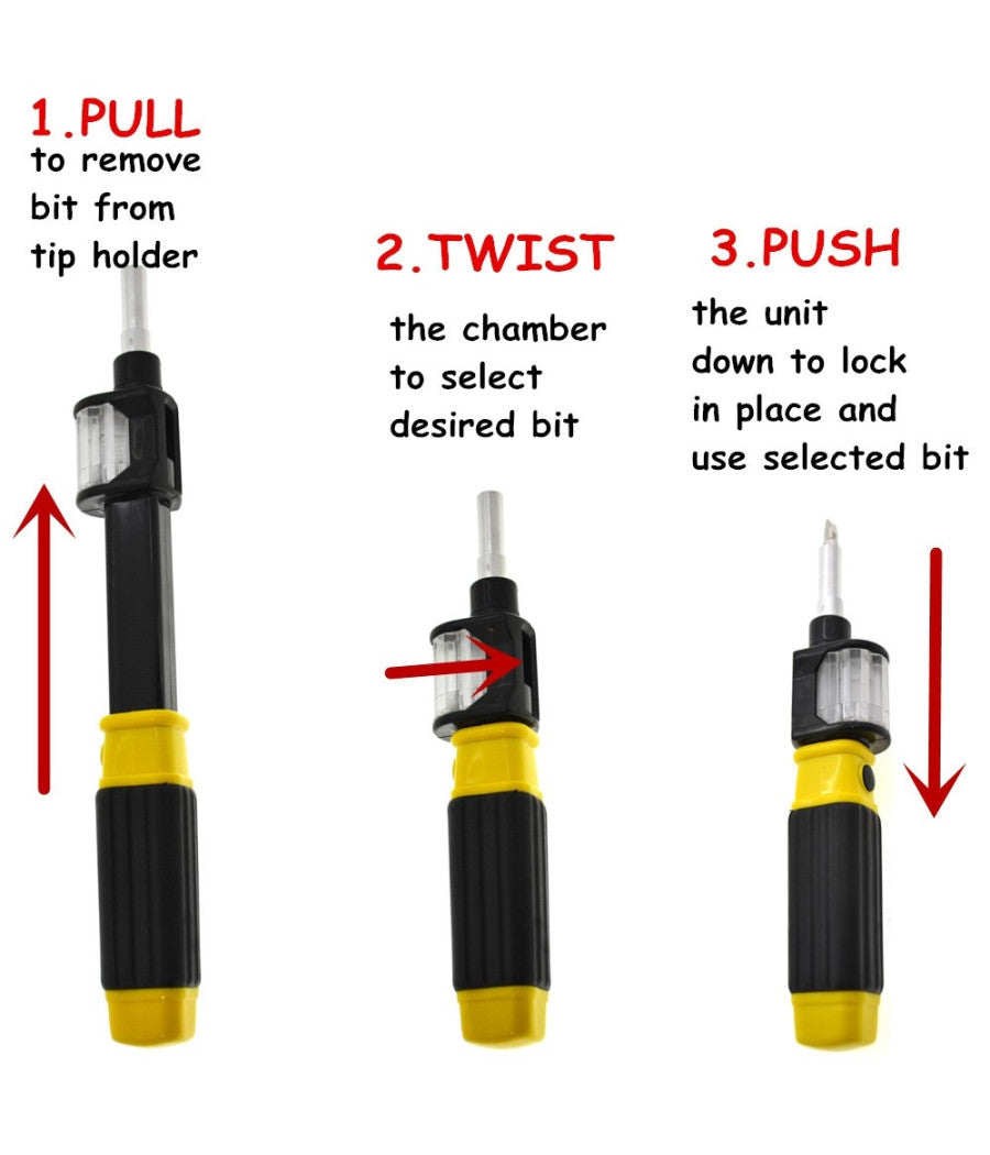 Bit 360 Cacciavite 6 In 1 Twist Bit Punte Magnetiche Universale Casa Lavoro Kit         