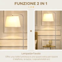 Lampada da Terra Moderna con Tavolino a 2 Livelli per Soggiorno e Camera da Letto, 43L x 39.5P x 162A cm