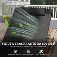 Lettino Prendisole con Schienale Regolabile su 4 Posizioni Ruote e Poggiatesta, Nero