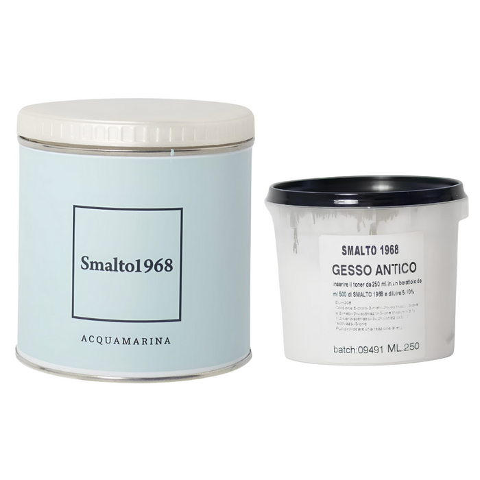 Smalto1968 base acqua gesso antico shabby chic finitura opaca multicolore l 0.5 *** colore- acquamarina, confezione 1