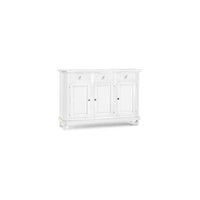 Credenza 3 ante 3 cassetti in stile classico in legno e mdf con rifinitura in noce bianco 150x43x98 H