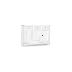 Credenza 3 ante 3 cassetti in stile classico in legno e mdf con rifinitura in noce bianco 150x43x98 H