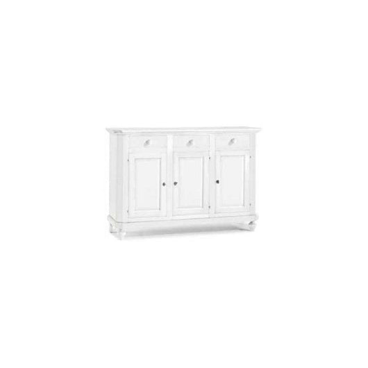 Credenza 3 ante 3 cassetti in stile classico in legno e mdf con rifinitura in noce bianco 150x43x98 H