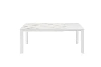 E-STYLO Tavolo allungabile con top in ceramica marmo bianco e base in metallo bianco, 90cm X 140 /190cm H. 76cm.