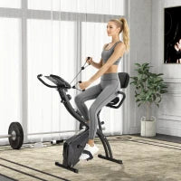 Cyclette Pieghevole 2 in 1, Resistenza Magnetica Regolabile 8 Livelli, Cyclette da Casa Silenziosa con Sensore di Frequenza Cardiaca, Elastici per Braccia, Schermo LCD, Volano 2.5kg, Nero