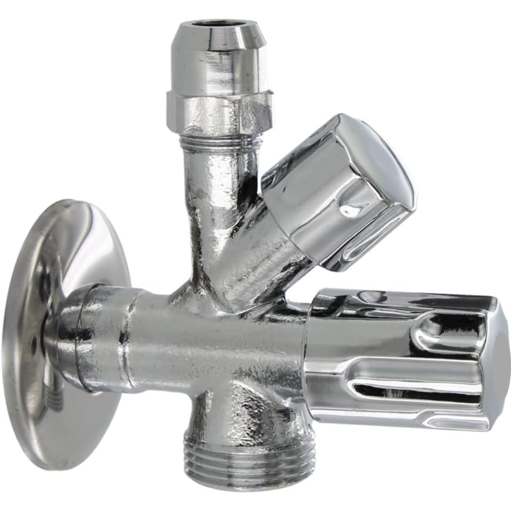 Rubinetto filtro doppio uso ottone cromato combinato attacco lavatrice 1/2 x 3/4