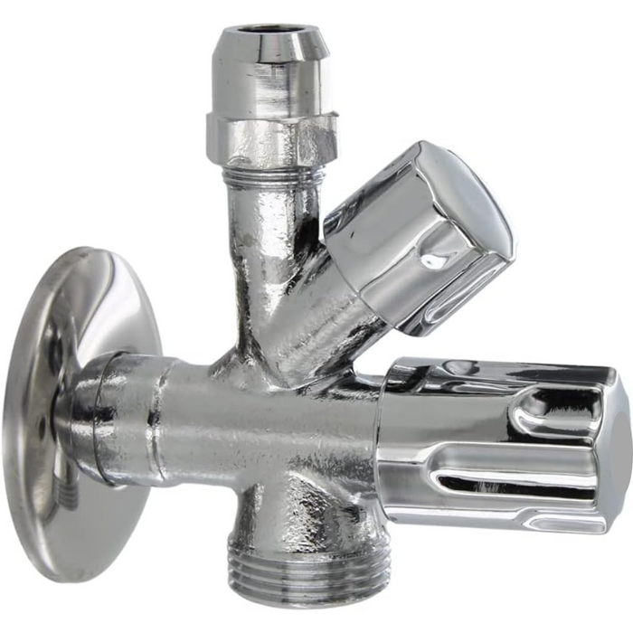 Rubinetto filtro doppio uso ottone cromato combinato attacco lavatrice 1/2 x 3/4