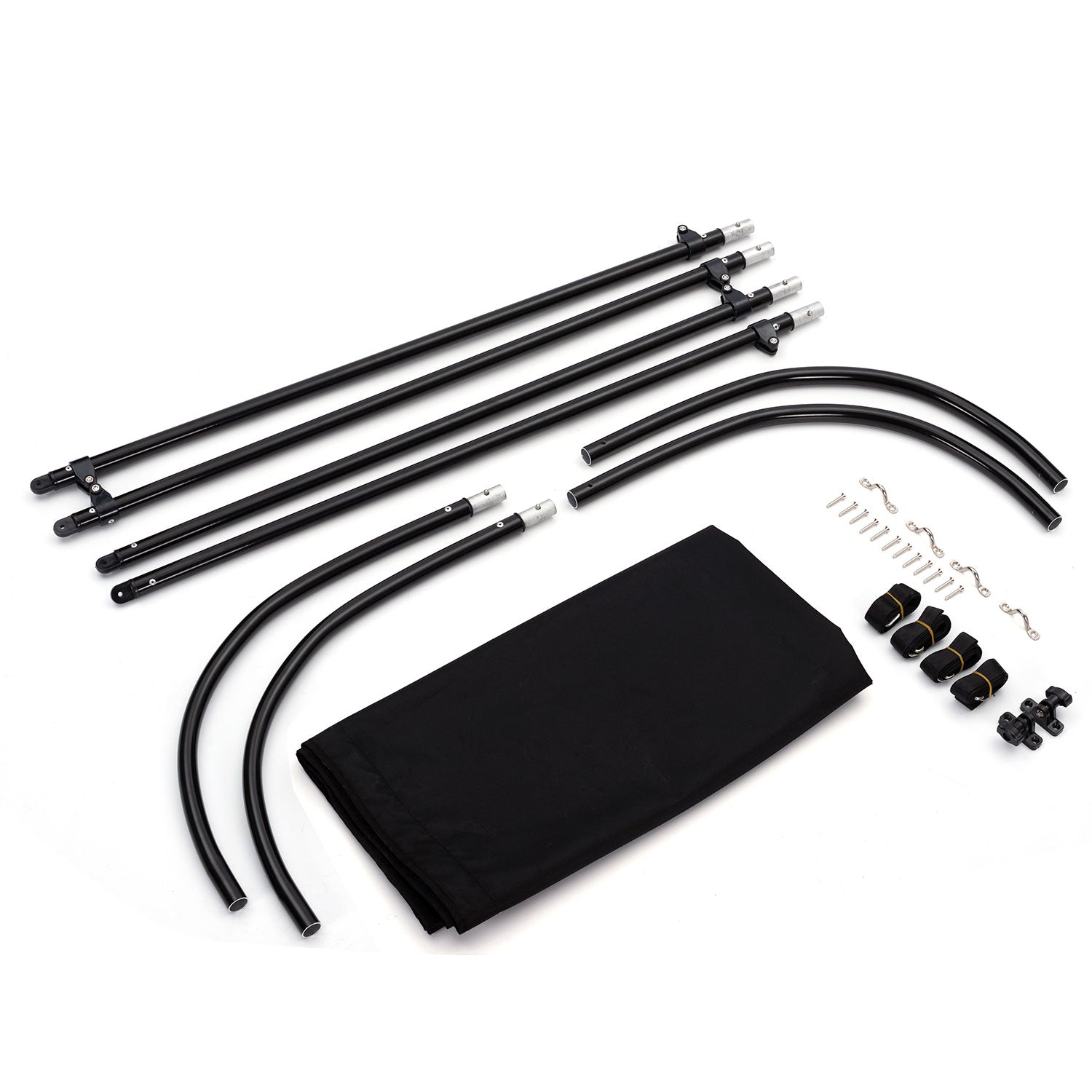 Tendalino Coprisole 130-150Cm Con Struttura Nero Opaco Per Barche In Vetroresina