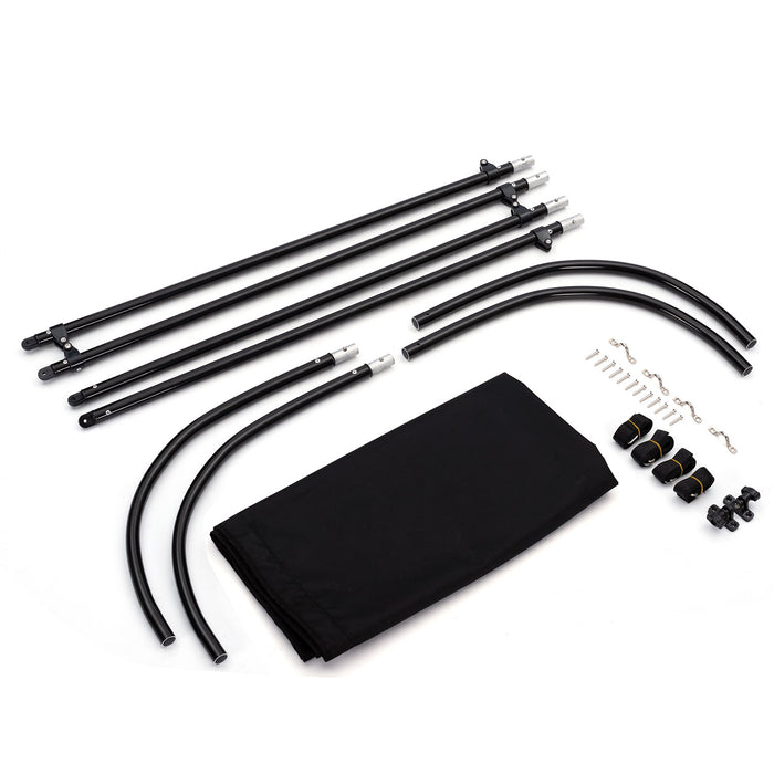 Tendalino Coprisole 130-150Cm Con Struttura Nero Opaco Per Barche In Vetroresina